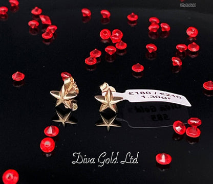 Stud star gold earrings.