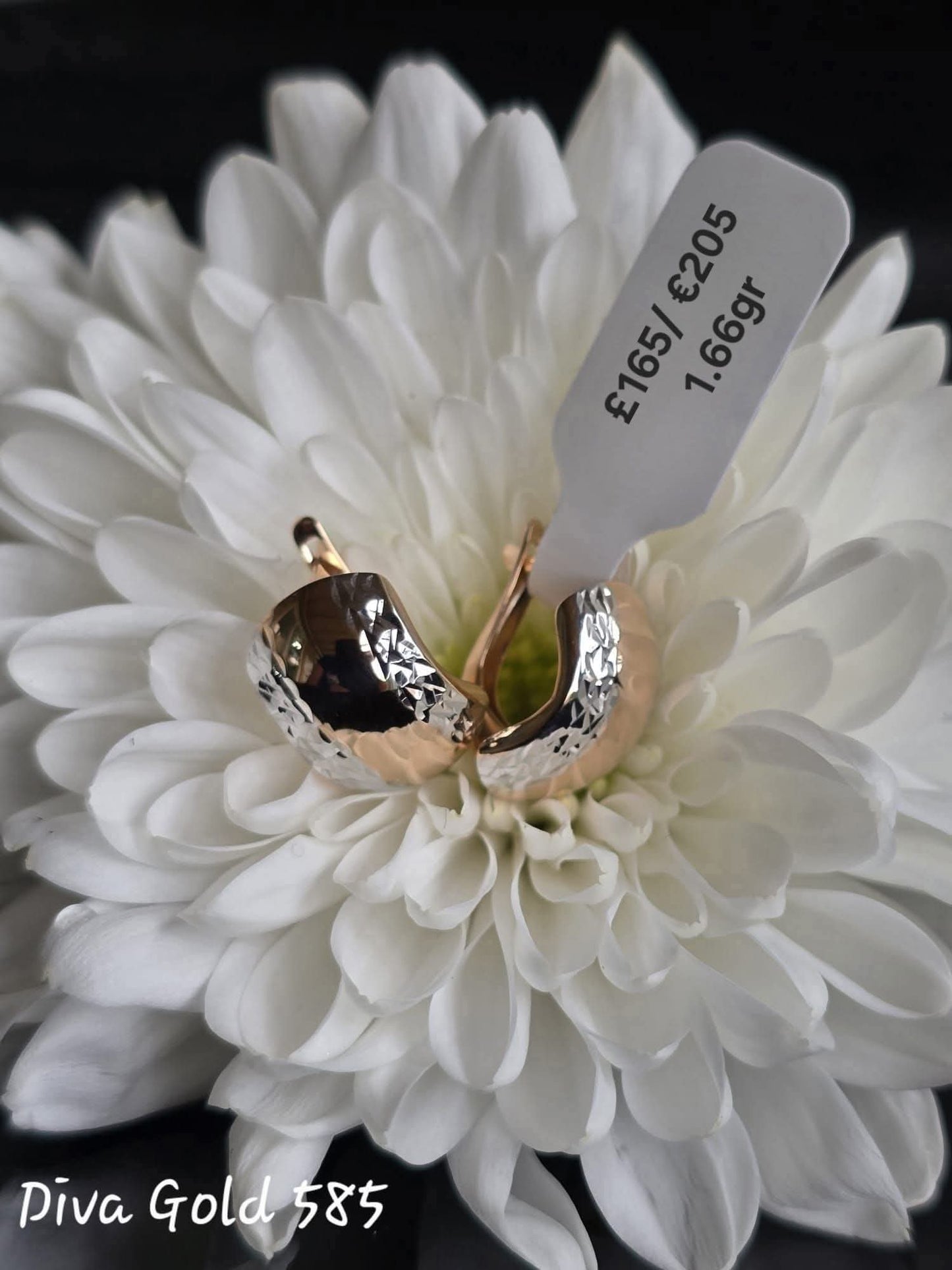 Gold 585 earrings with white gold details