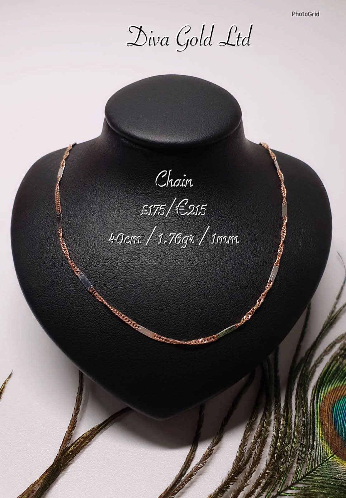 Gold 40cm chain with white gold details