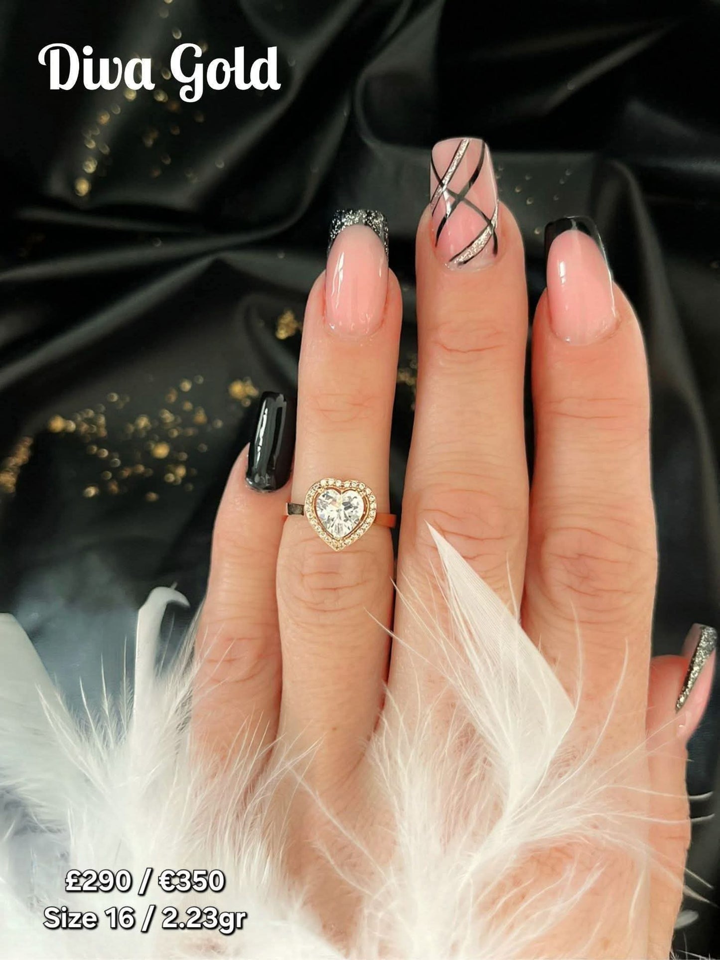 Gold women heart ring.Size 16