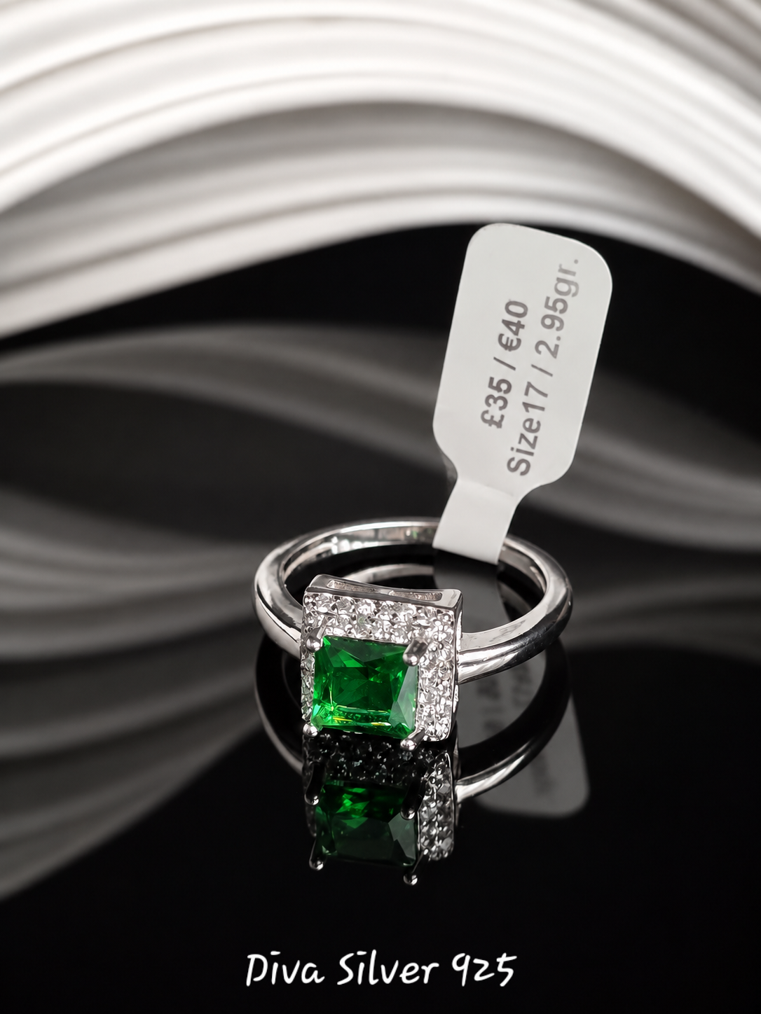 Sterling Silver Green Stone Ring