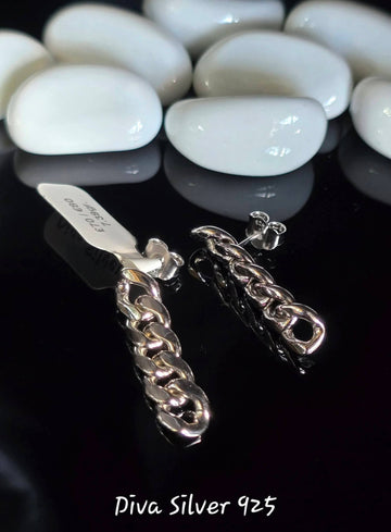 Sterling Silver Chain Stayle Women Stud Earrings