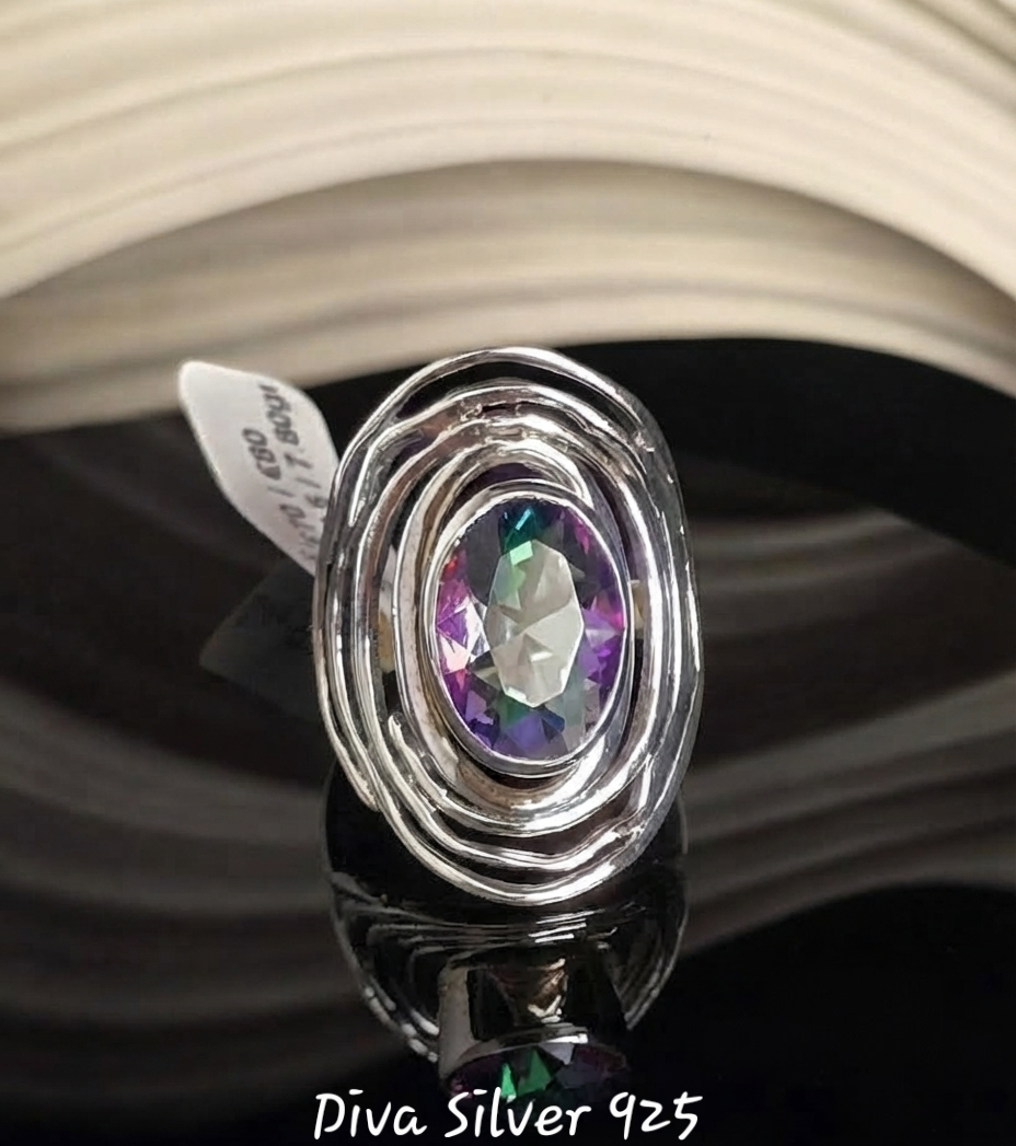 Sterling Silver Oval Spiral Ring