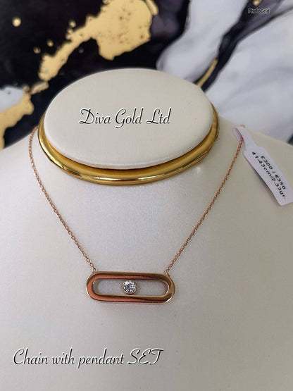 Gold Chain with pendant. 41-43cm