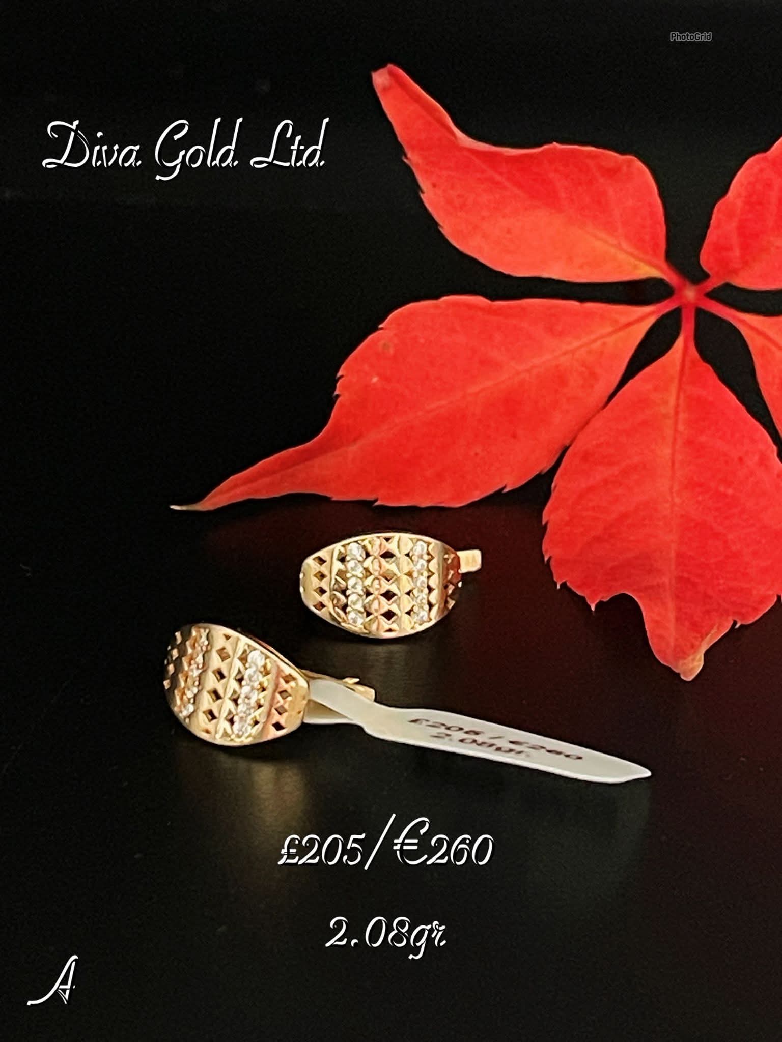 Gold 585 earrings with white zircon stones
