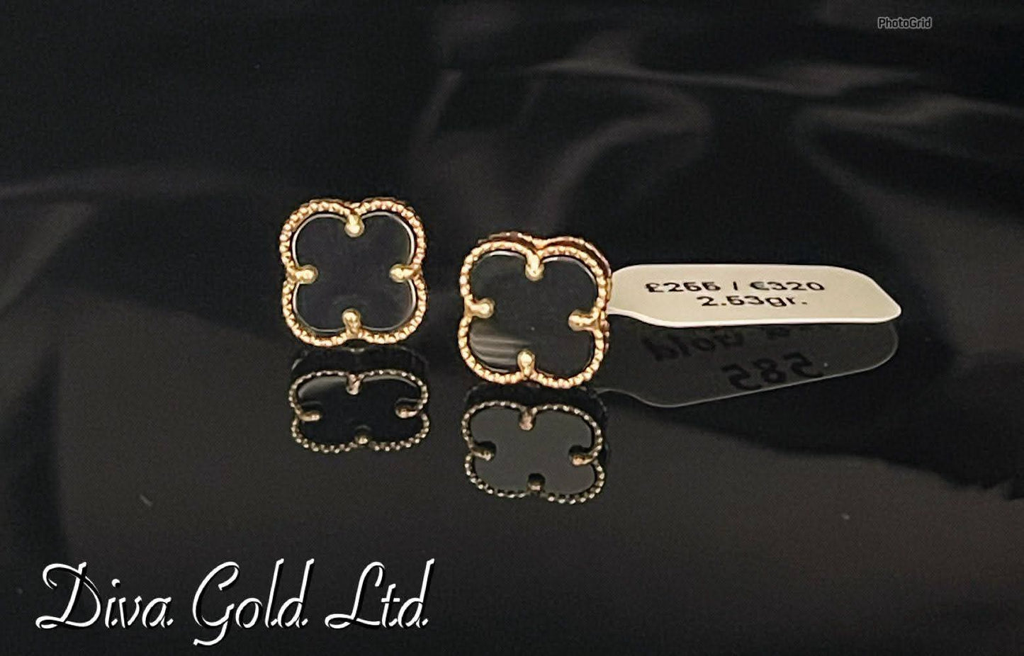 Gold 585 clover studs earrings.
