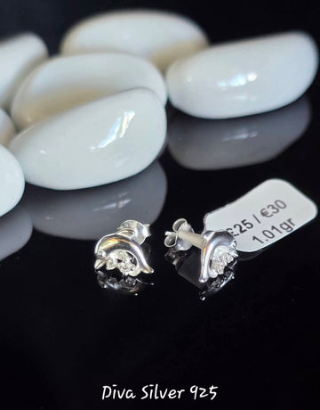 Sterling Silver Dolphin Stud Earrings
