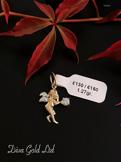 Gold 585 Angel Pendant with small zircon stone