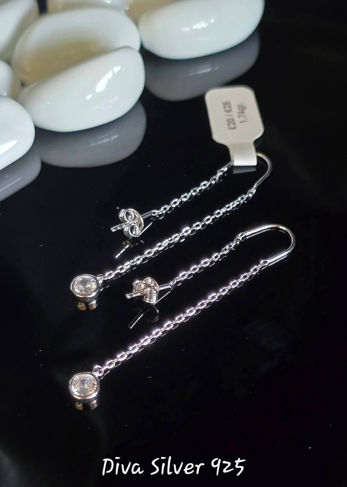 Sterling Silver Dangling Women Stud Earrings