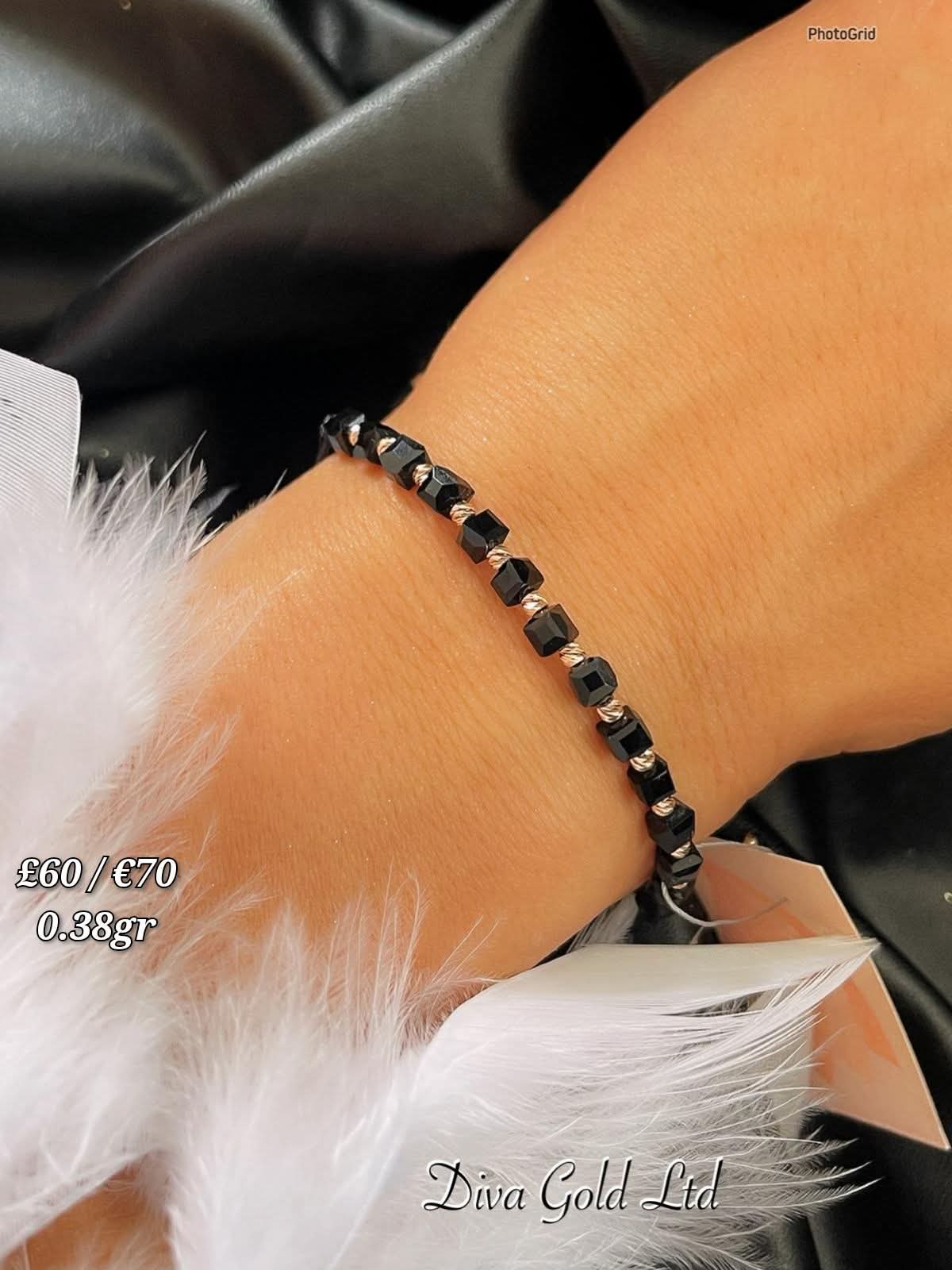Black thread bracelets with 585 gold details