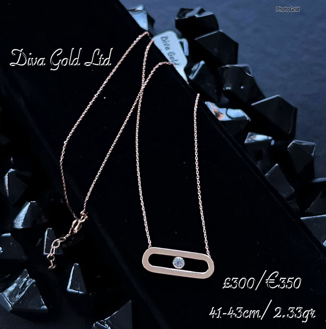 14K Gold Oval Cubic Zirconia Necklace