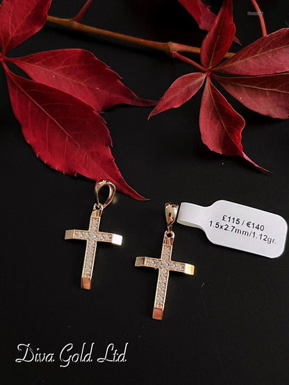 Gold 585 cross pendant with zircon stones