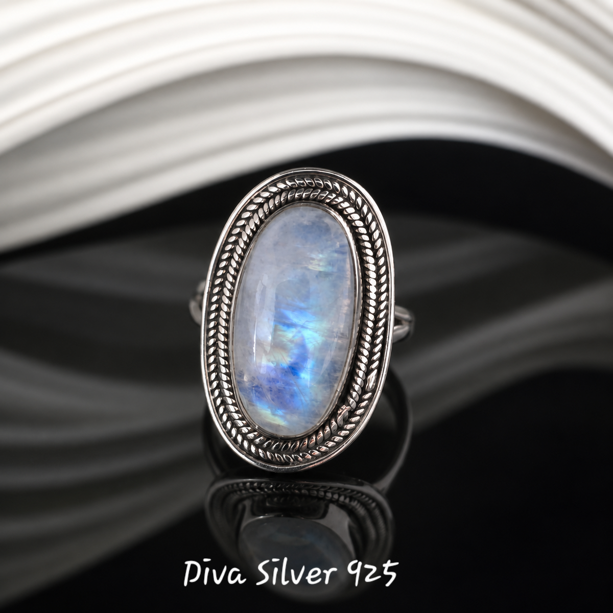 Sterling Silver Rainbow Stone Ring