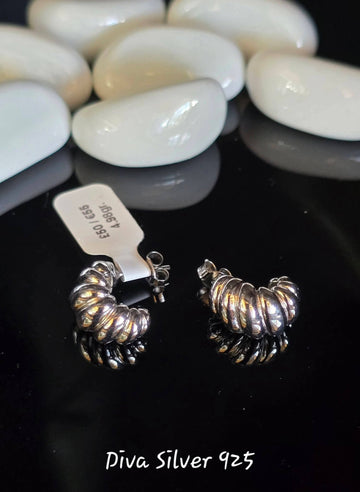 Sterling Silver Twisted  Women Stud Earrings