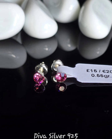 Sterling Silver Simple Pink Stud Earrings