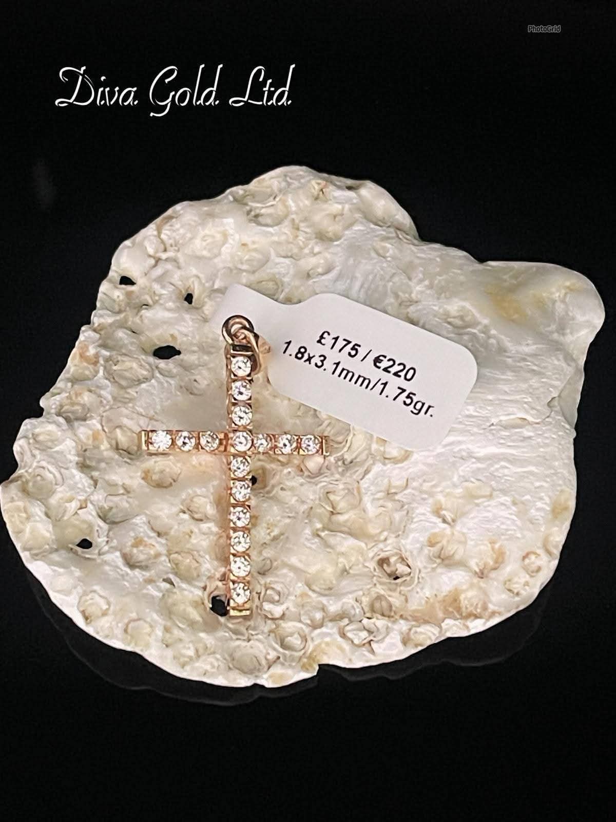 Gold 585 cross pendant with zircon stones