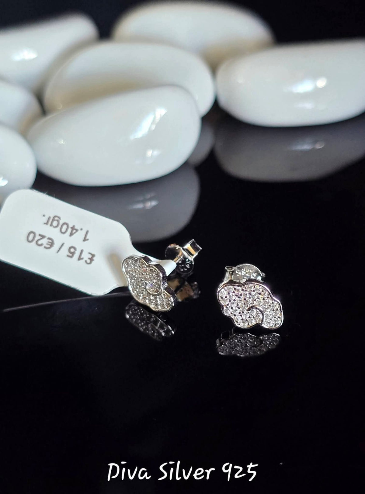 Sterling Silver Cloud Stud Earrings