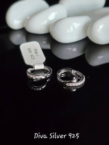 Sterling Silver Hoop Style Women Earrings
