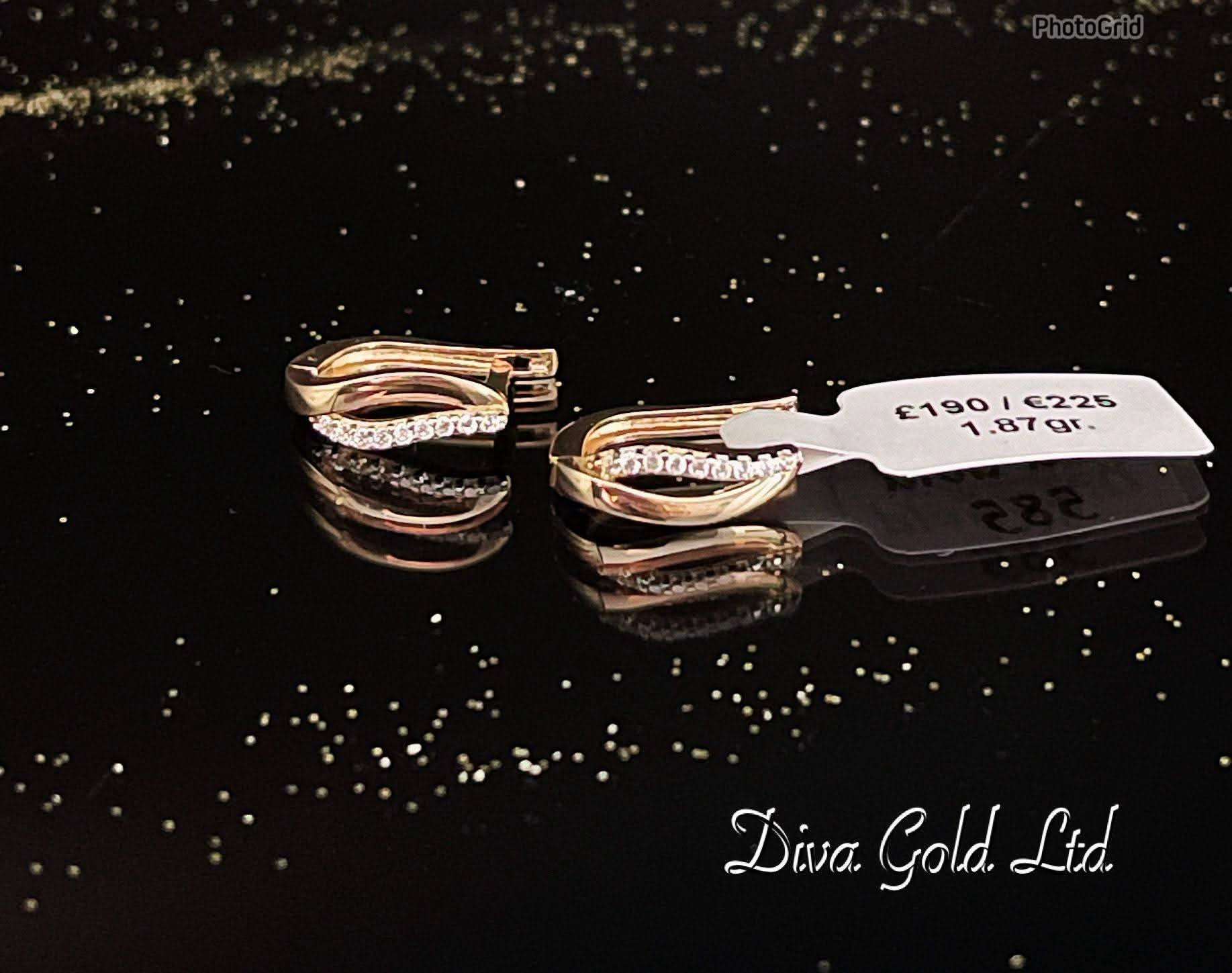 Gold 585 earrings with zircon stones