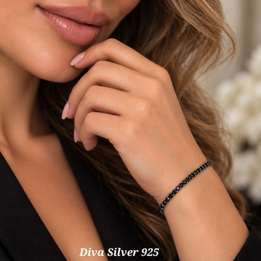 925 Sterling Silver Beauty Black Men's Bracelet