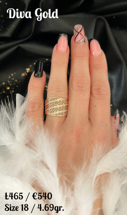 Gold ring with zircon stones. Size 18