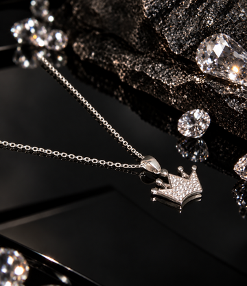925 Sterling Silver Crown Necklace with Pendant