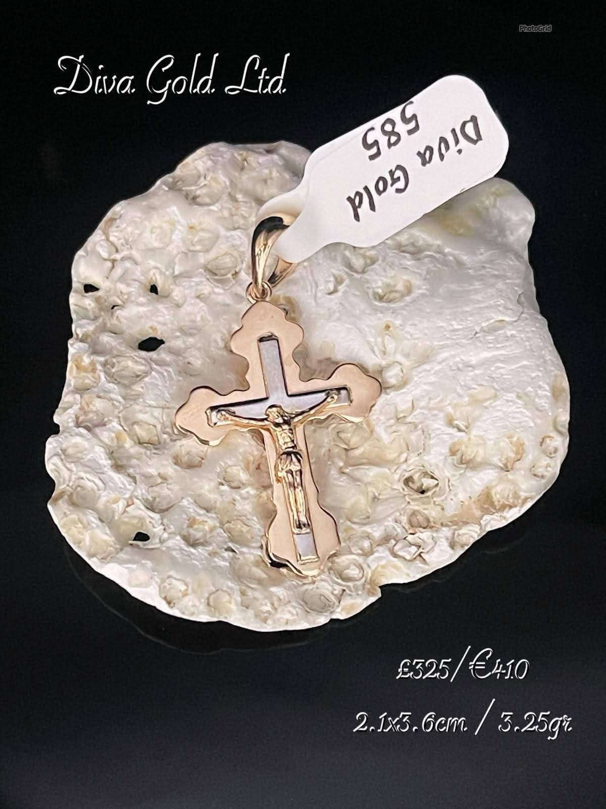 Gold 585 Jesus cross pendant