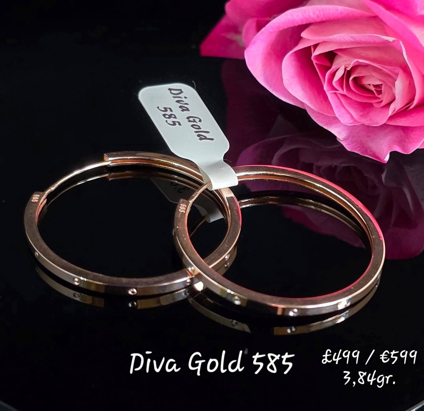 585 Gold hoop earrings. 3.3cm / 3.84gr