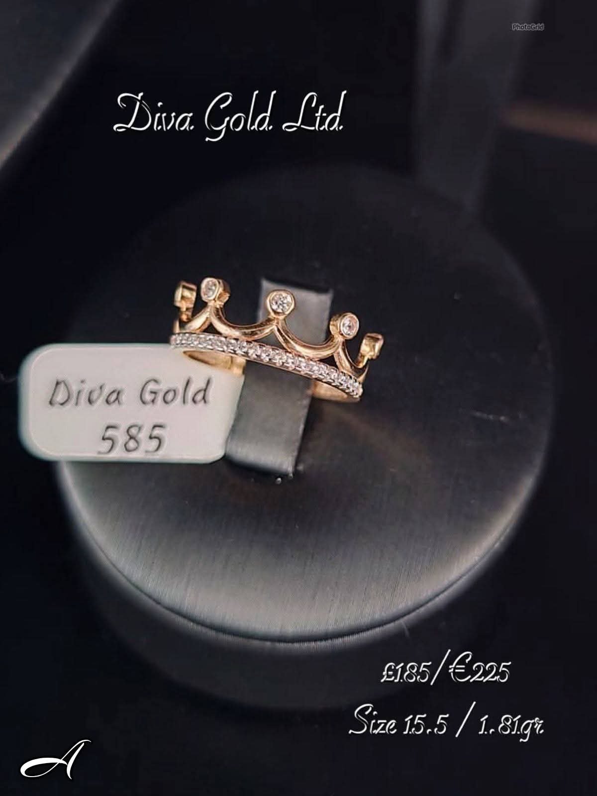 Gold crown ring. Size 15.5