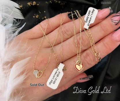Gold Chain with heat & key pendants. 41-44cm