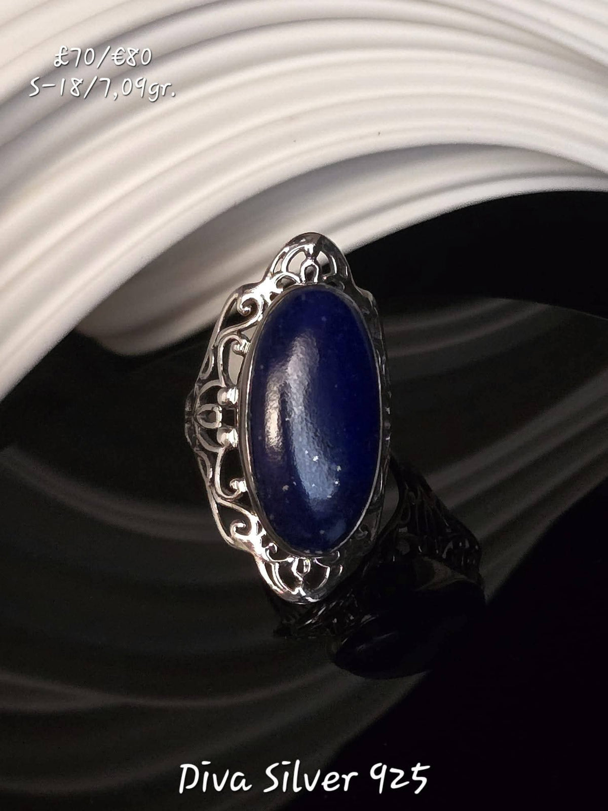 Sterling Silver Blue Round Ring