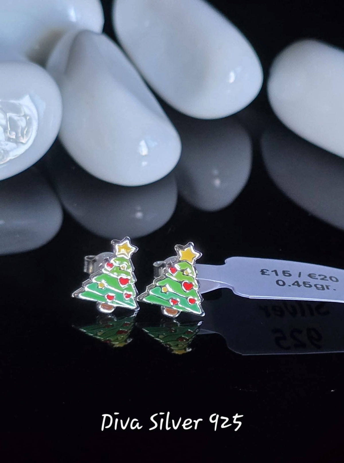 Sterling Silver Christmas Tree Stud Earrings