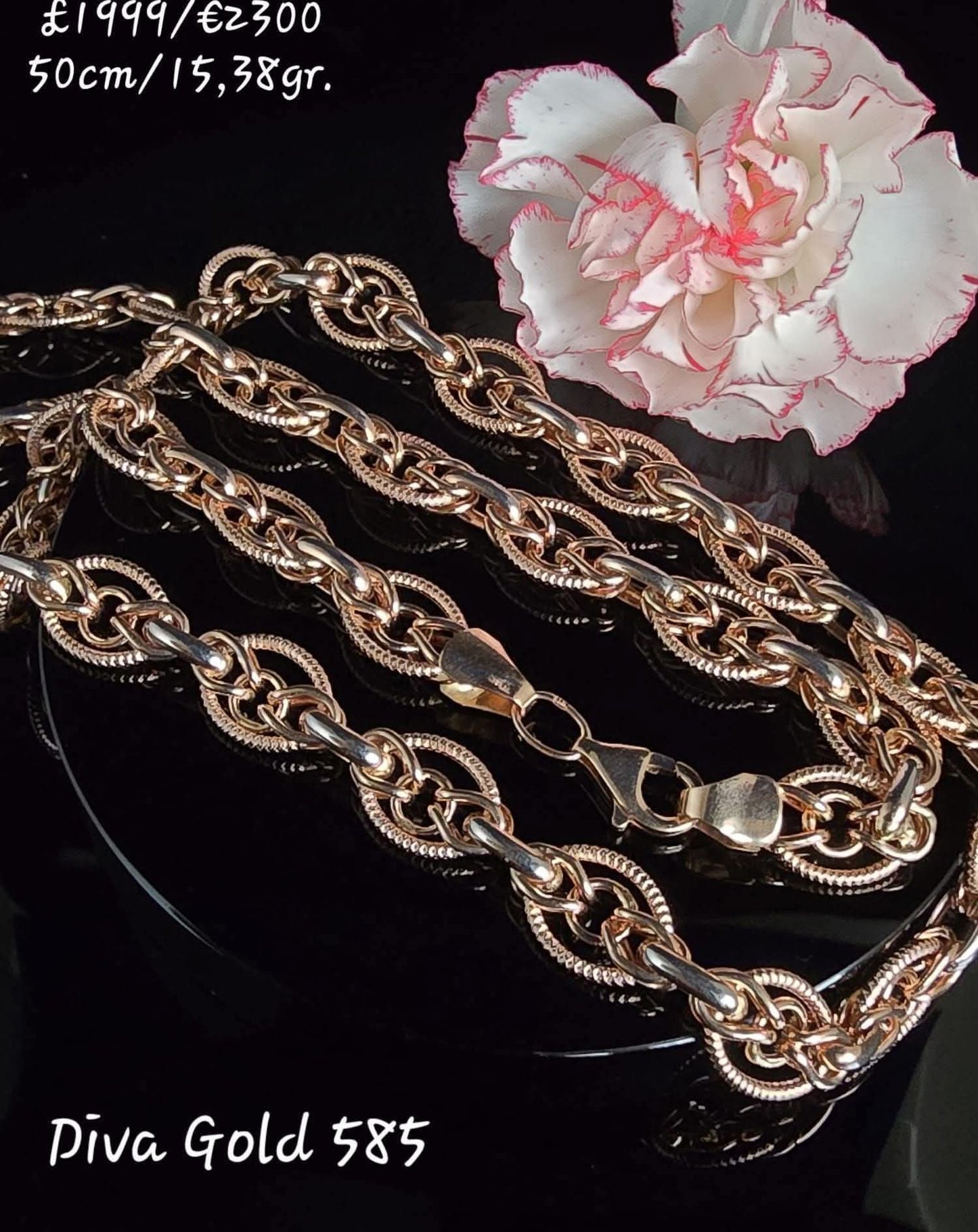585 Gold chain 50cm. 15.38gr