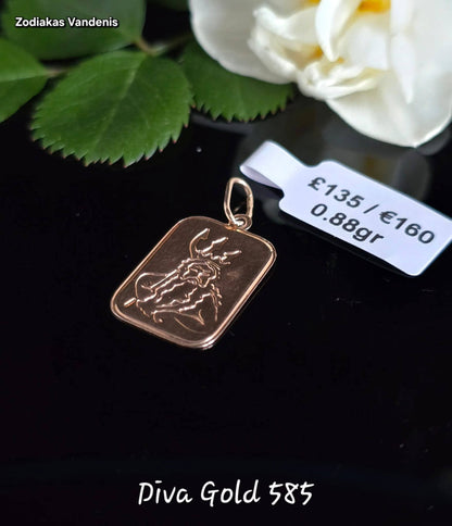 Golden zodiac aquarius. 0.88gr