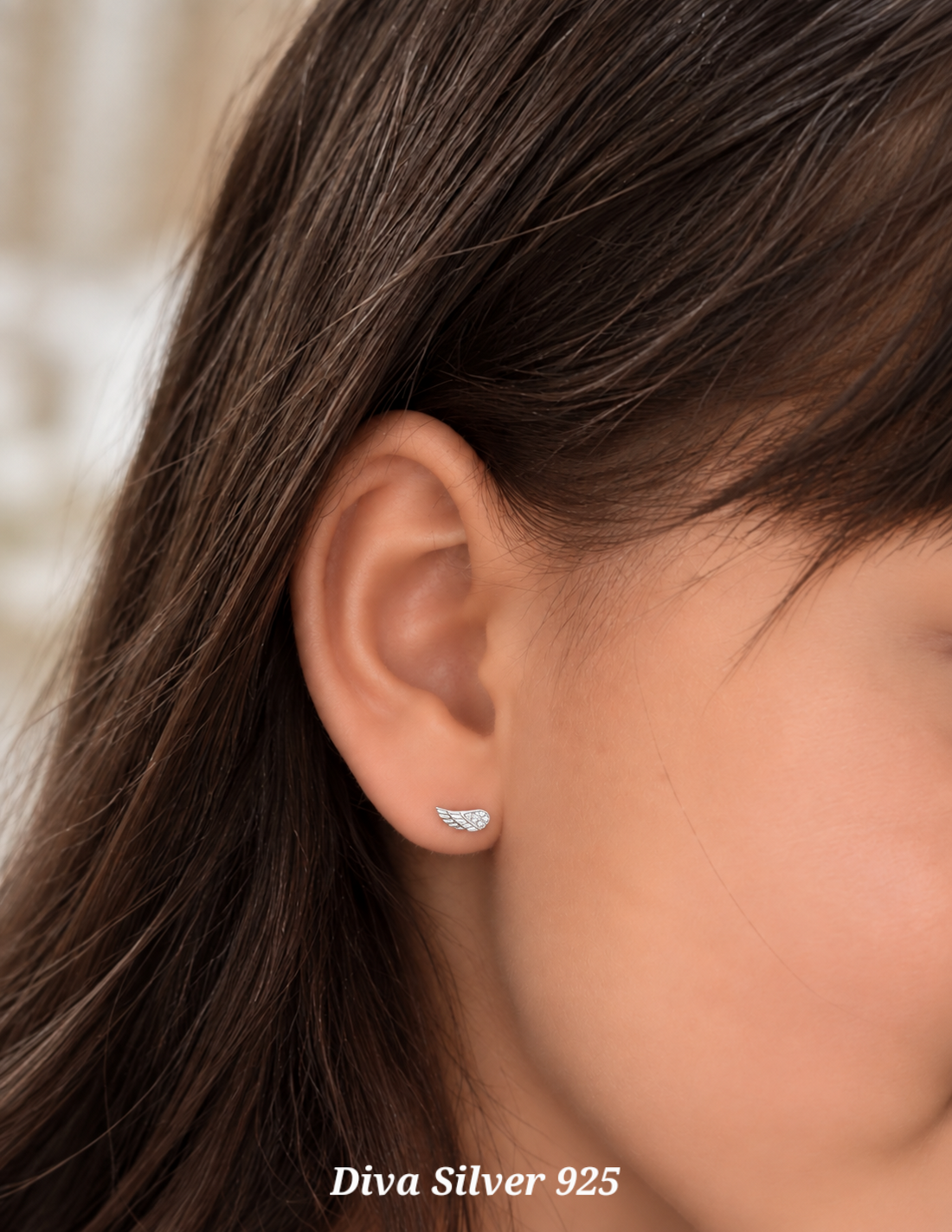 Sterling Silver Wings Stud Earrings For Kids