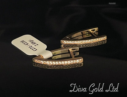 Gold 585 earrings with white zircon stones