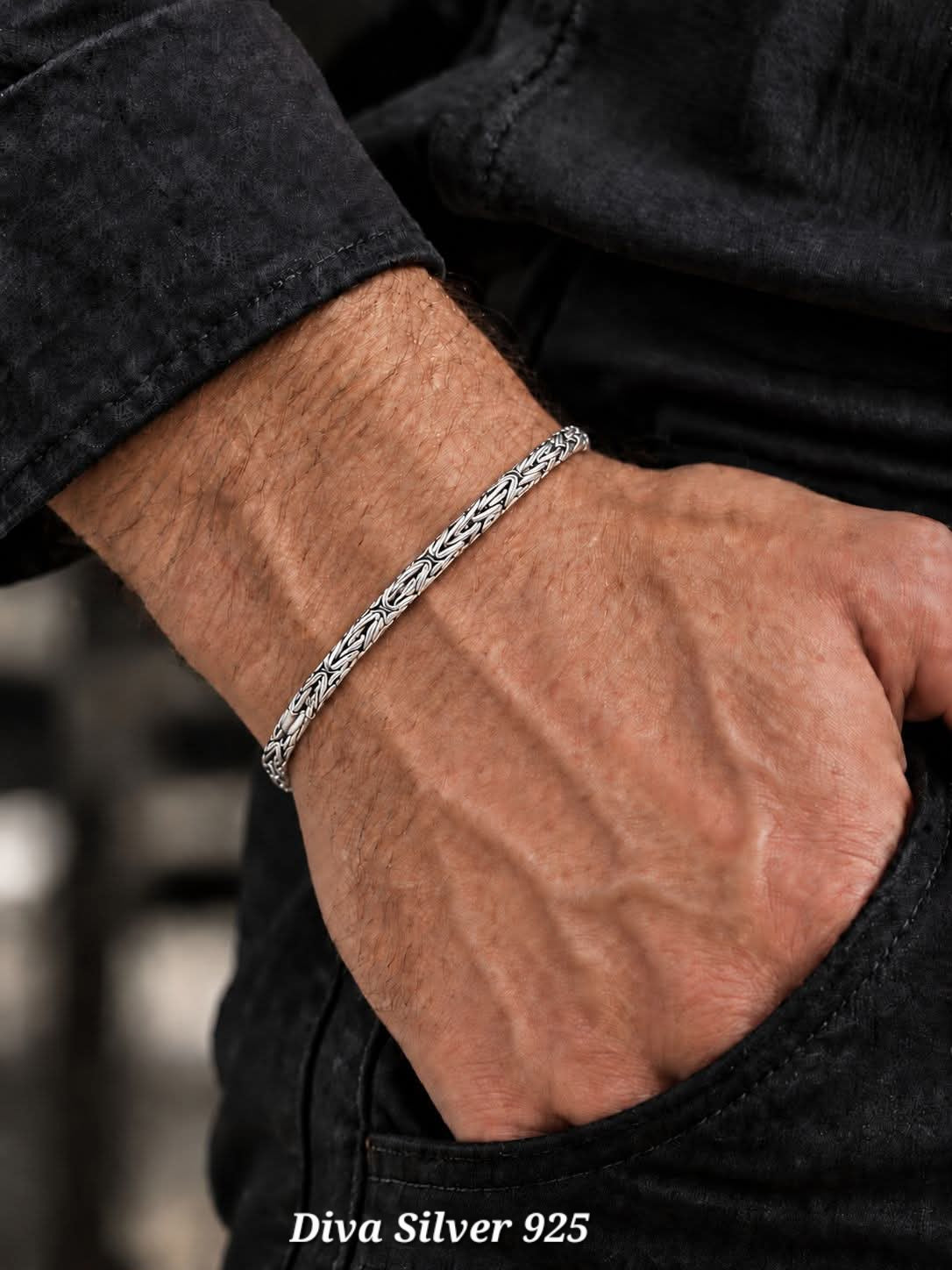 925 Sterling Silver Byzantine Men's Bracelet