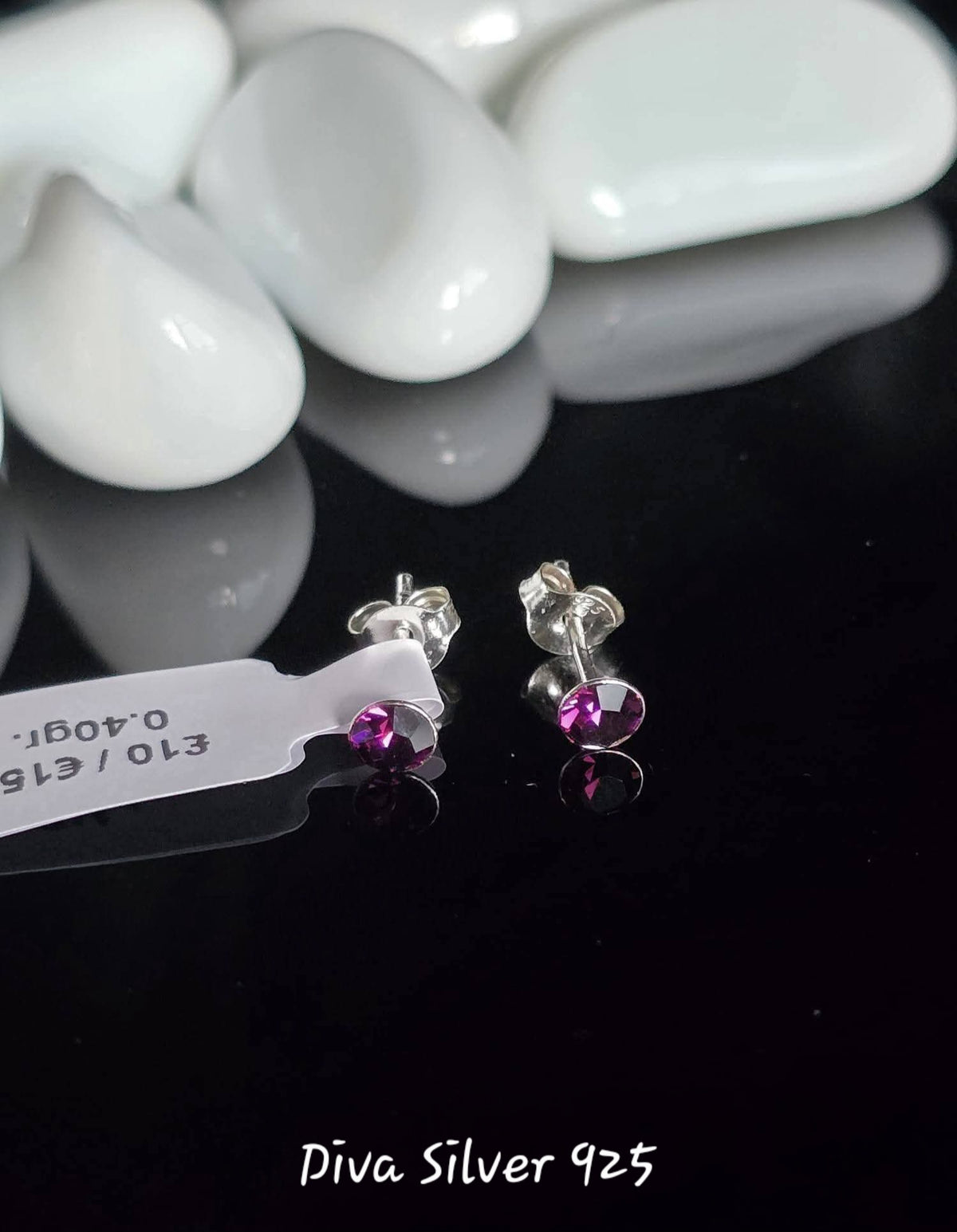 Sterling Silver Pink Stud Earrings