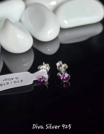 Sterling Silver Pink Stud Earrings