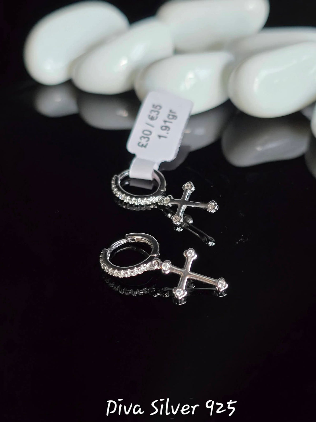 Sterling Silver Cross Women Earrings