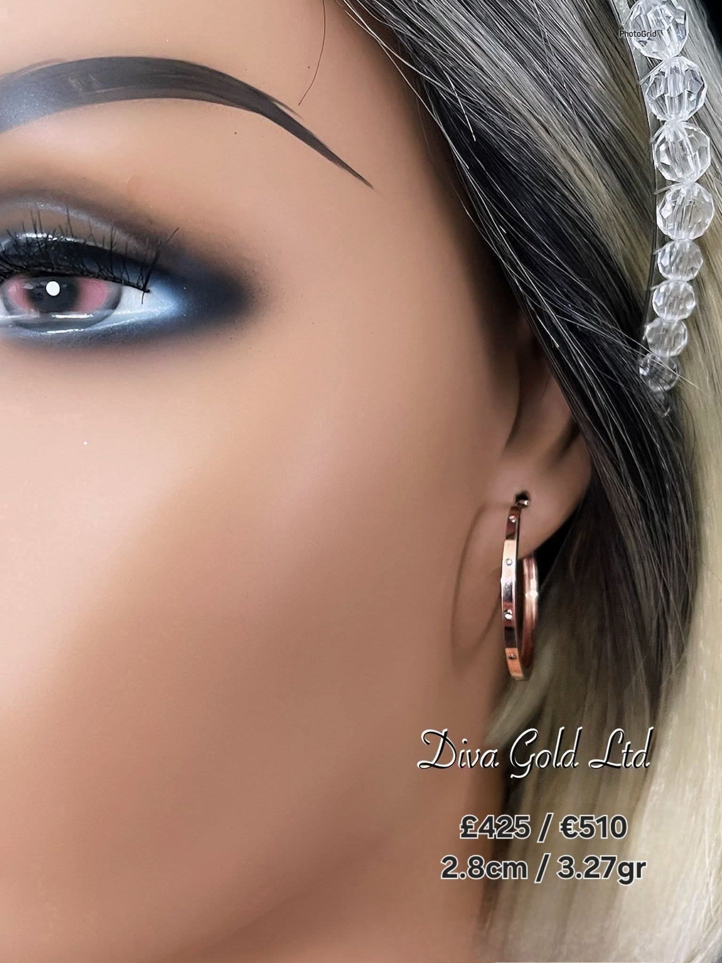 585 Gold hoop earrings. 2.8cm / 3.27gr
