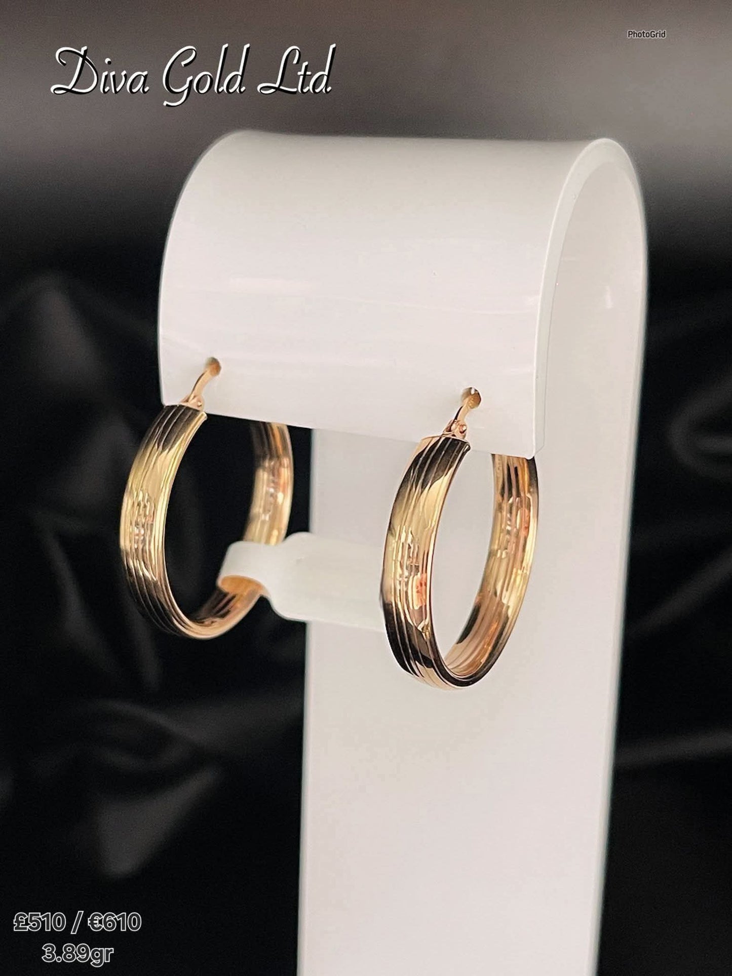 585 Gold hoop earrings. 2.7cm / 3.89gr