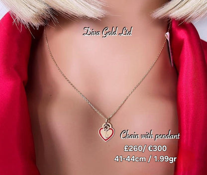 Gold Chain with heat & key pendants. 41-44cm