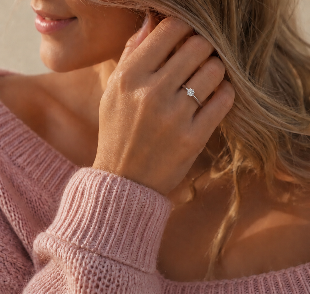Sterling Silver Solid Zircone Stone Ring