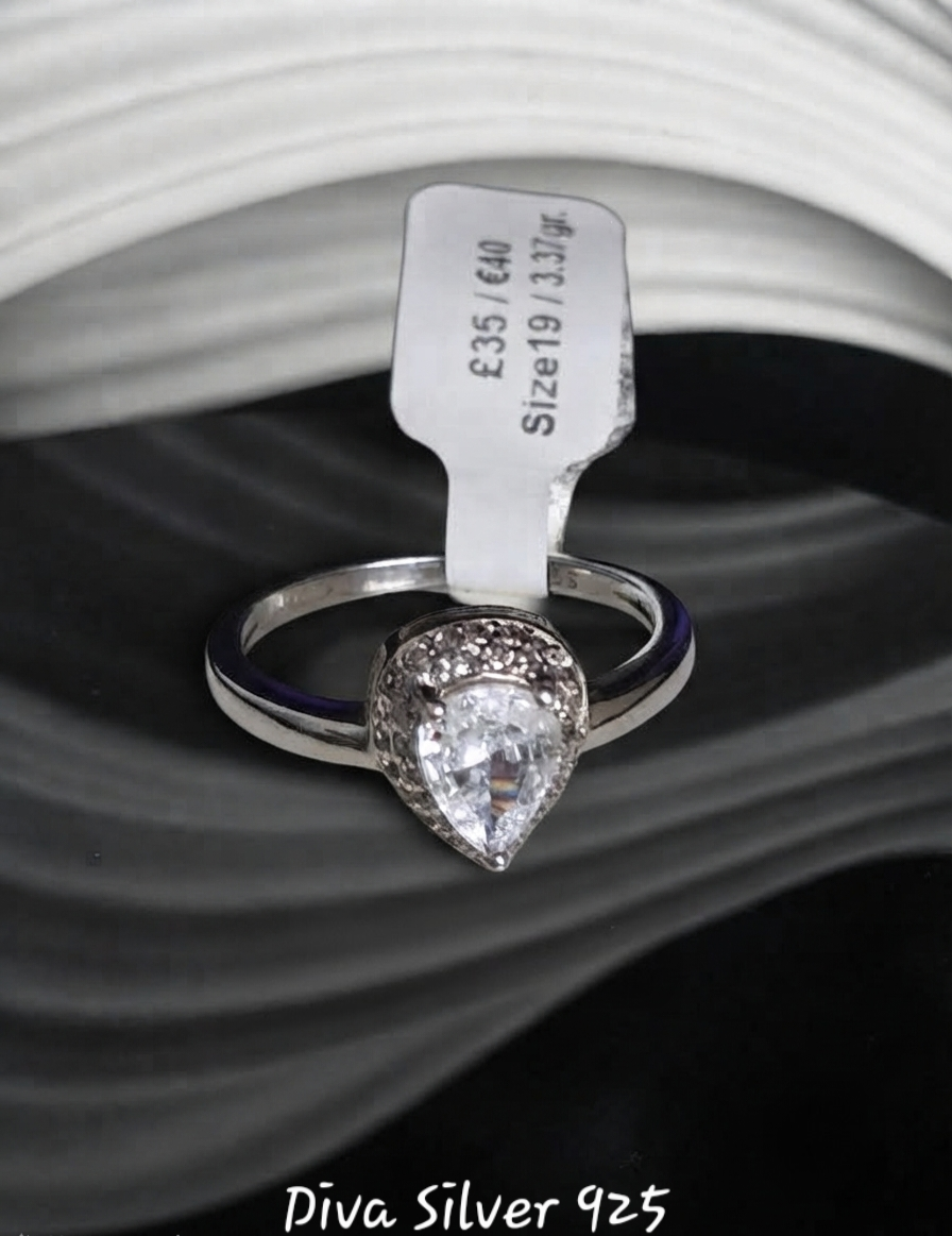 Sterling Silver Pear Shaped Ring