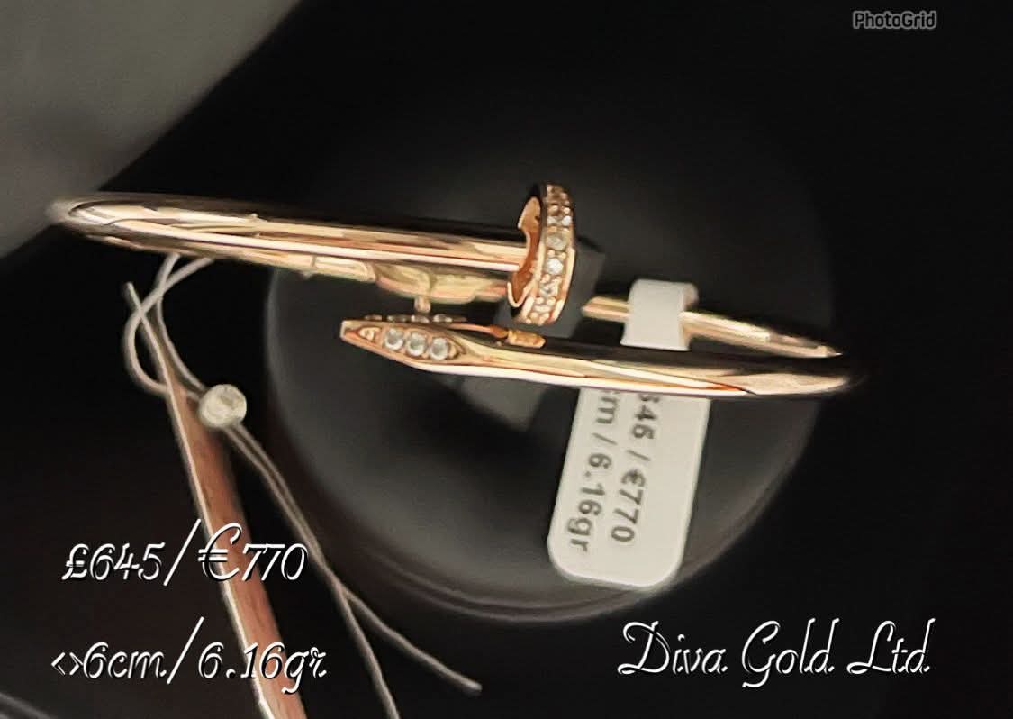 Gold bracelet with zircon stones. <>6cm