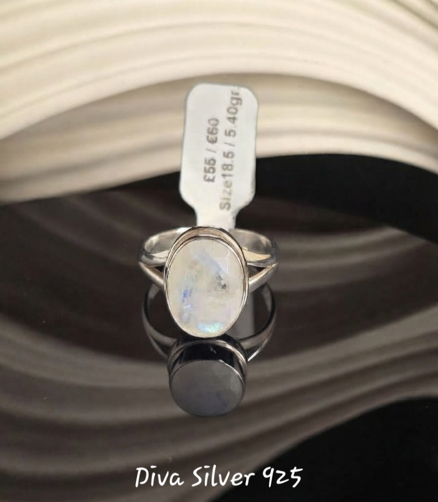 Sterling Silver Rainbow Moonstone Ring