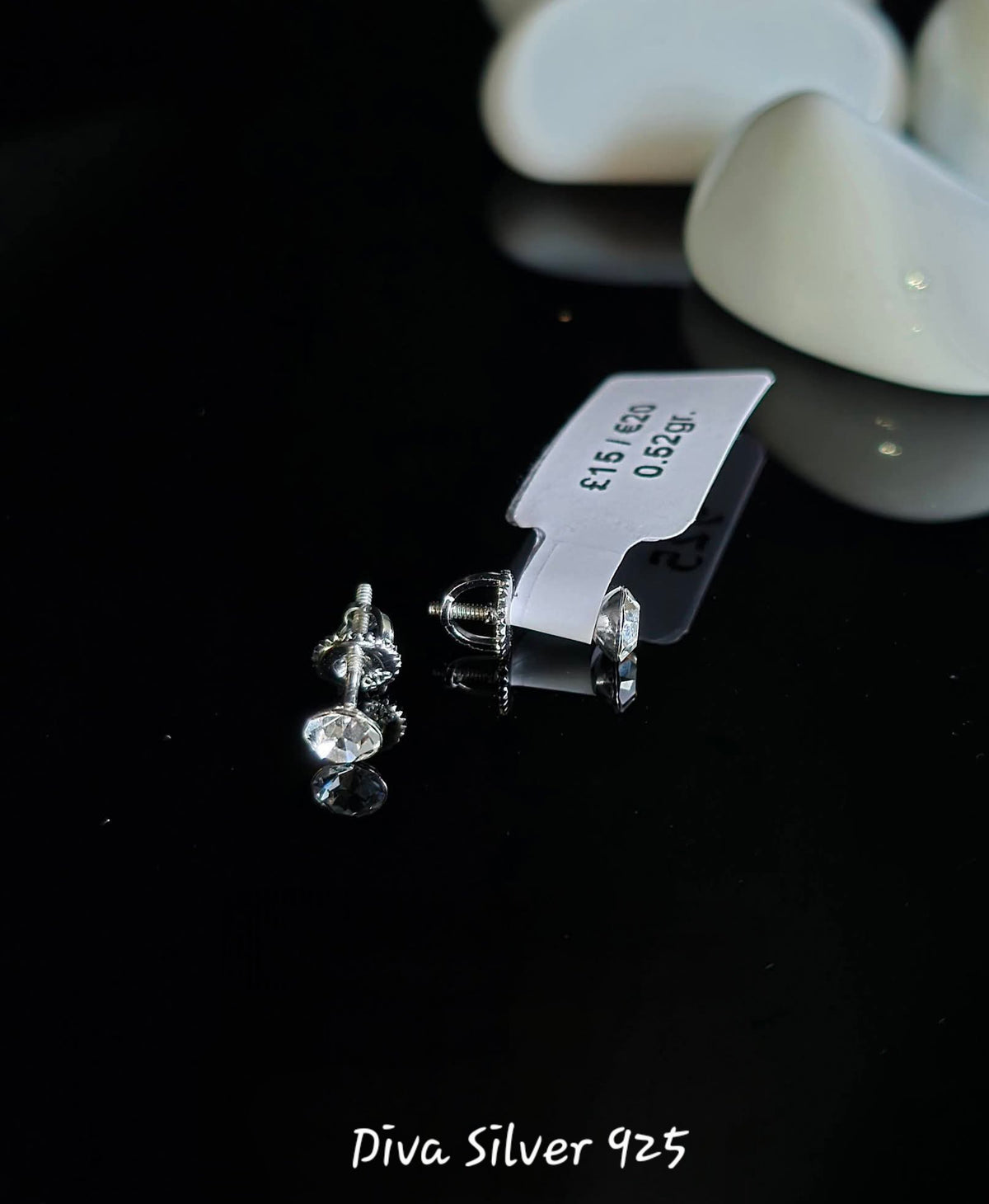Sterling Silver White Simple Stud Earrings