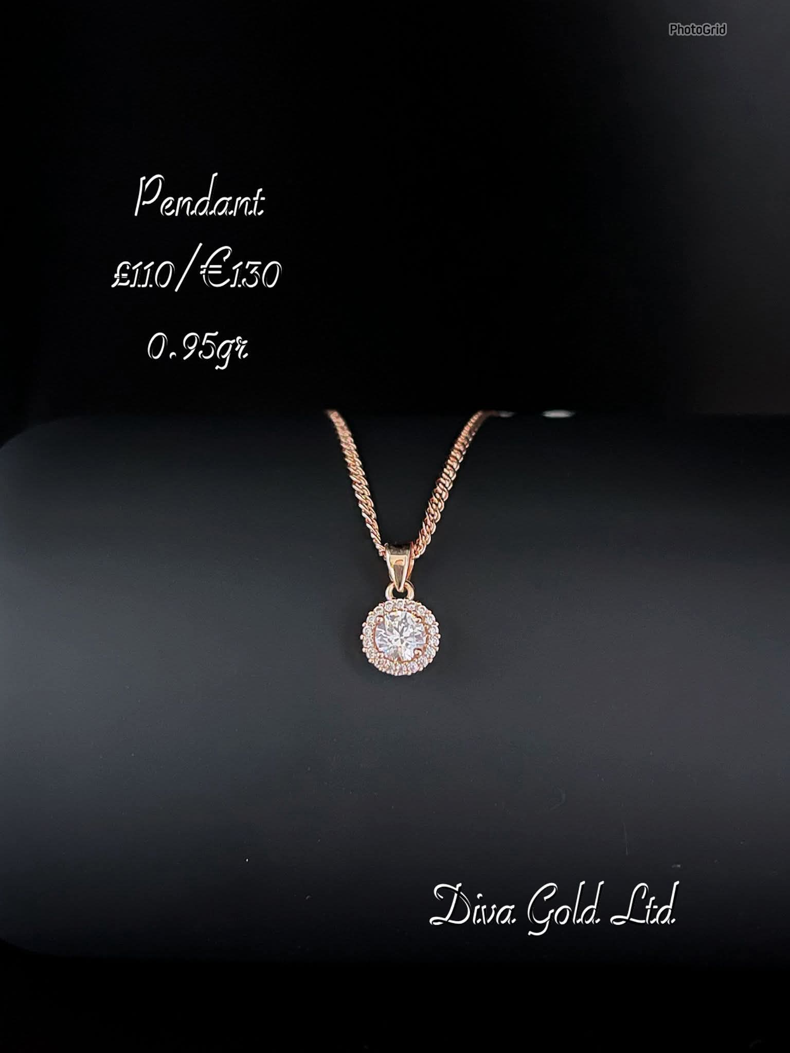 585 Gold pendant with white zircon stones.
