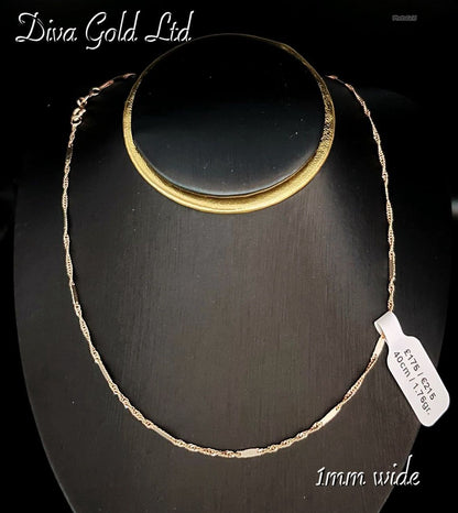 Gold 40cm chain with white gold details